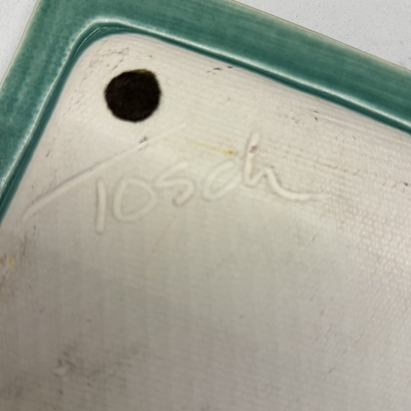 TOSCH Whitestone Studio Art Pottery Denim Blue Glazed Tray dragonfly - Picture 6 of 6